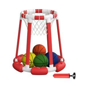 OMOTIYA Pool Basketball Hoop: Portable Outdoor Set with Balls & Pump